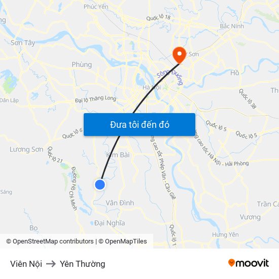 Viên Nội to Yên Thường map