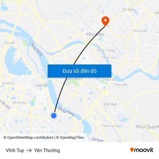 Vĩnh Tuy to Yên Thường map