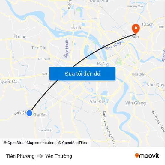 Tiên Phương to Yên Thường map