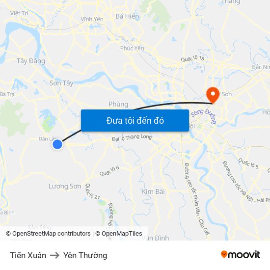 Tiến Xuân to Yên Thường map