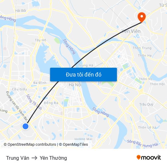 Trung Văn to Yên Thường map
