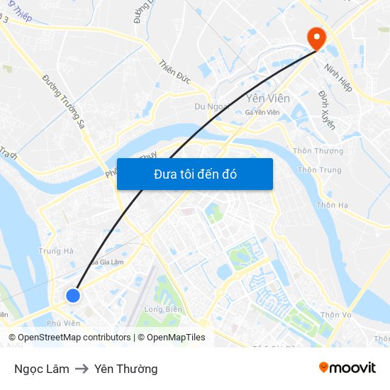 Ngọc Lâm to Yên Thường map