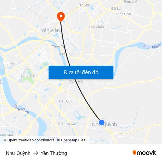 Như Quỳnh to Yên Thường map