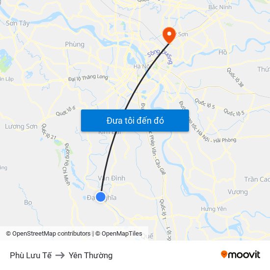 Phù Lưu Tế to Yên Thường map