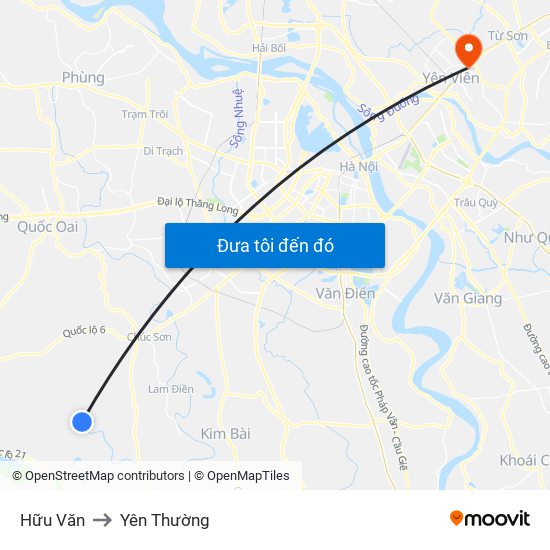 Hữu Văn to Yên Thường map