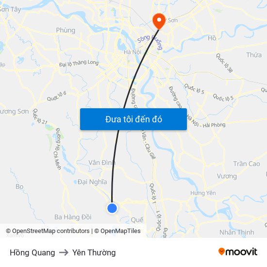 Hồng Quang to Yên Thường map