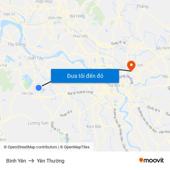 Bình Yên to Yên Thường map
