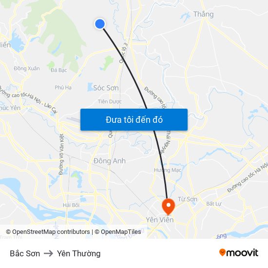 Bắc Sơn to Yên Thường map