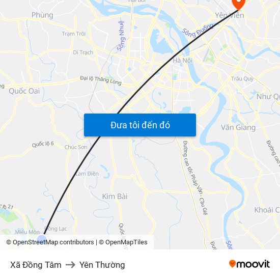 Xã Đồng Tâm to Yên Thường map