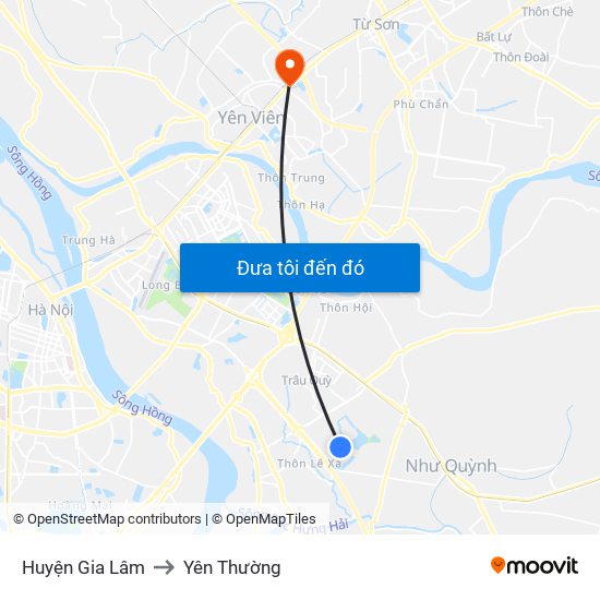 Huyện Gia Lâm to Yên Thường map