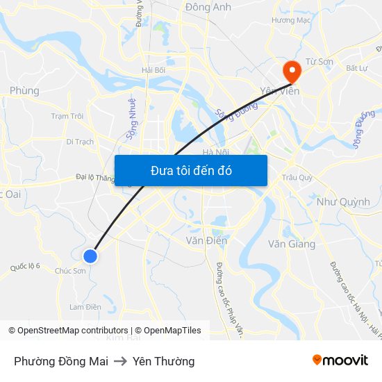 Phường Đồng Mai to Yên Thường map
