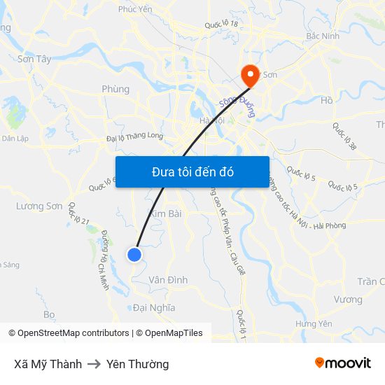 Xã Mỹ Thành to Yên Thường map