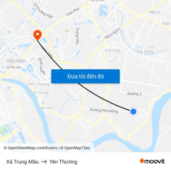 Xã Trung Mầu to Yên Thường map