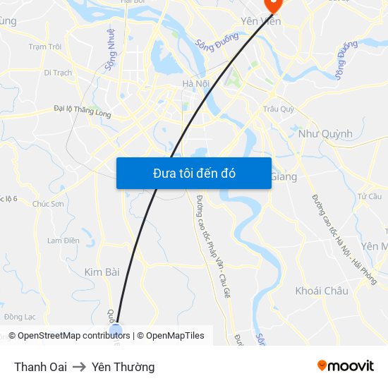 Thanh Oai to Yên Thường map
