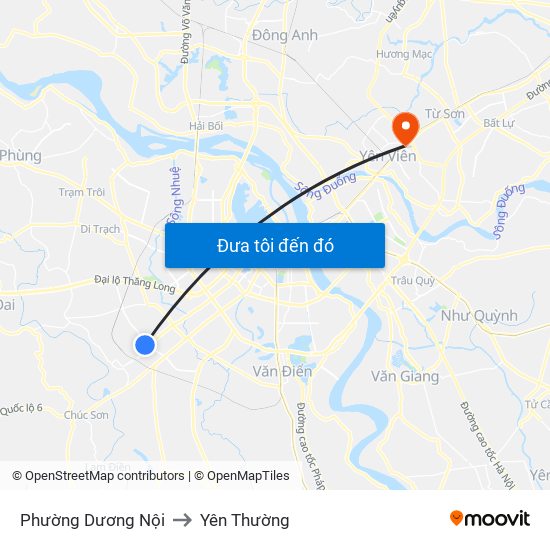 Phường Dương Nội to Yên Thường map