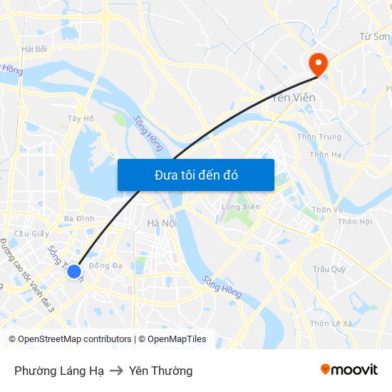 Phường Láng Hạ to Yên Thường map