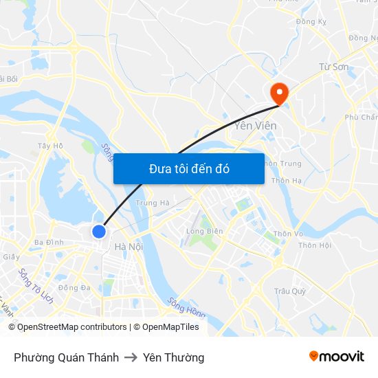 Phường Quán Thánh to Yên Thường map