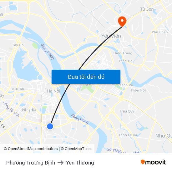 Phường Trương Định to Yên Thường map