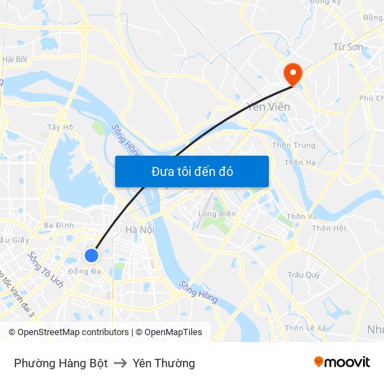 Phường Hàng Bột to Yên Thường map