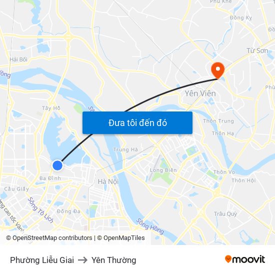 Phường Liễu Giai to Yên Thường map