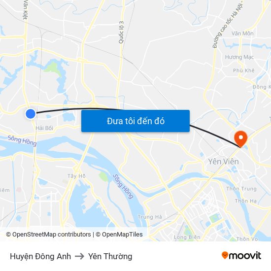 Huyện Đông Anh to Yên Thường map