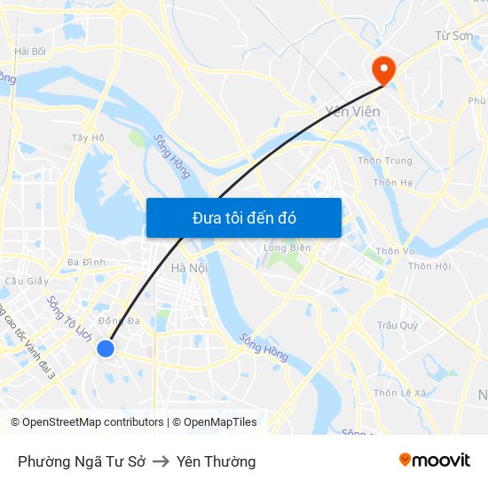 Phường Ngã Tư Sở to Yên Thường map