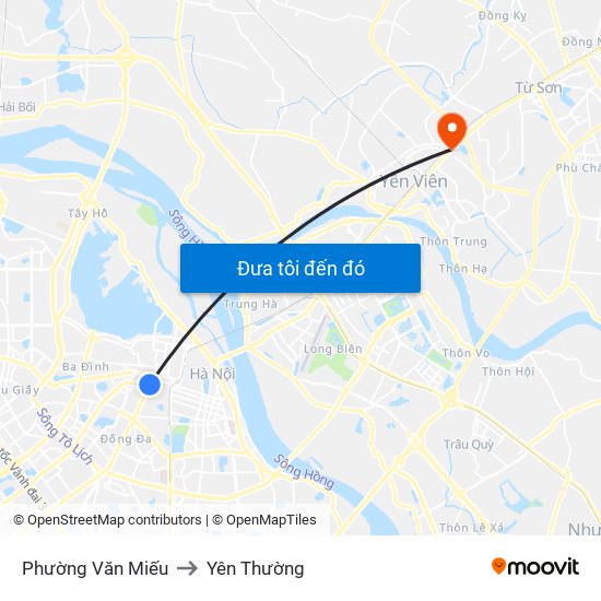 Phường Văn Miếu to Yên Thường map