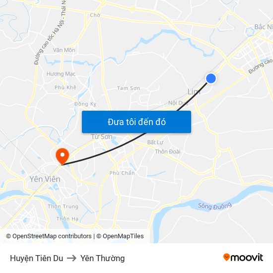 Huyện Tiên Du to Yên Thường map