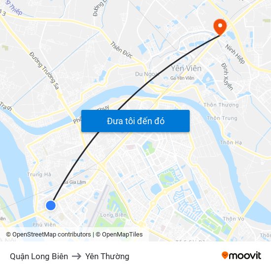 Quận Long Biên to Yên Thường map