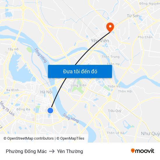 Phường Đống Mác to Yên Thường map