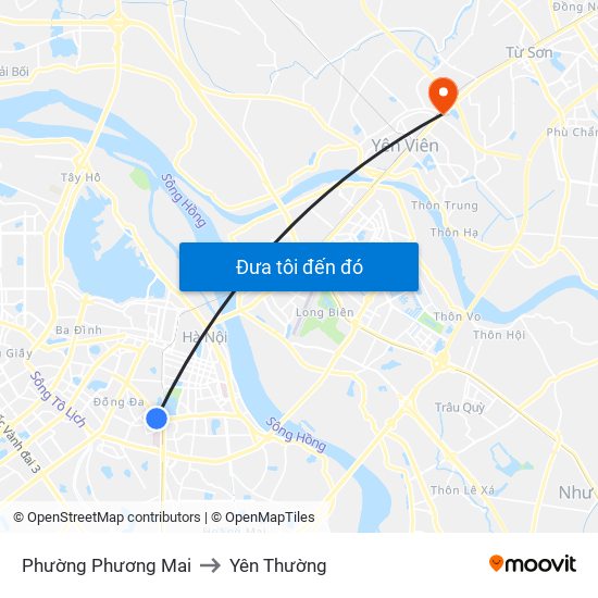 Phường Phương Mai to Yên Thường map