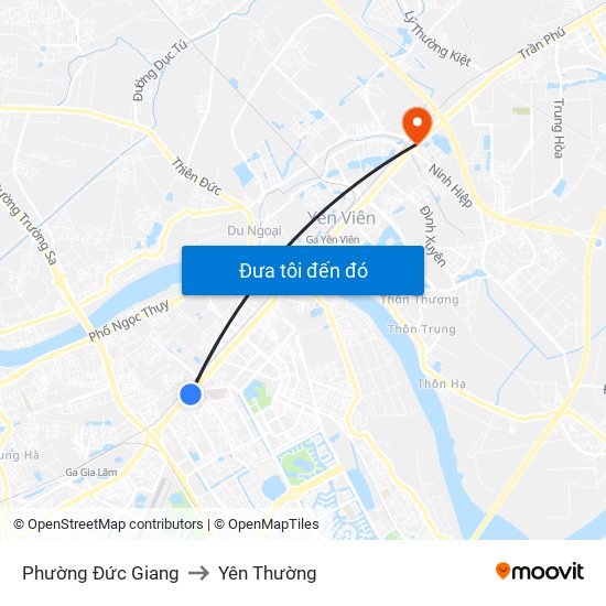 Phường Đức Giang to Yên Thường map