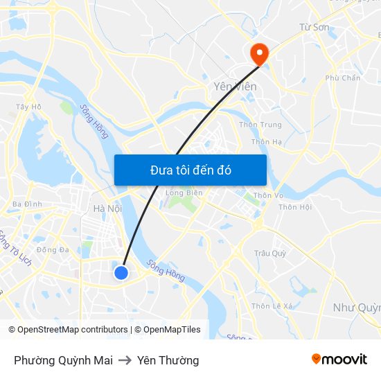 Phường Quỳnh Mai to Yên Thường map