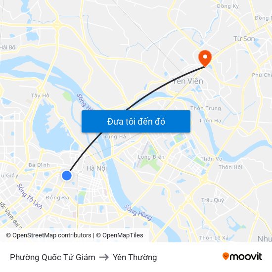 Phường Quốc Tử Giám to Yên Thường map