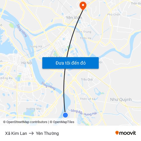 Xã Kim Lan to Yên Thường map