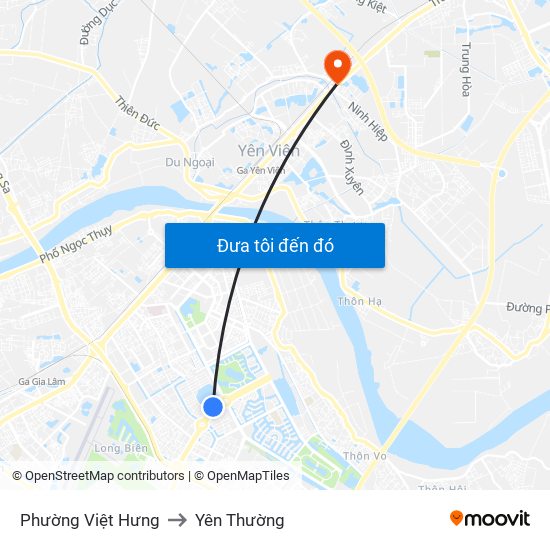 Phường Việt Hưng to Yên Thường map