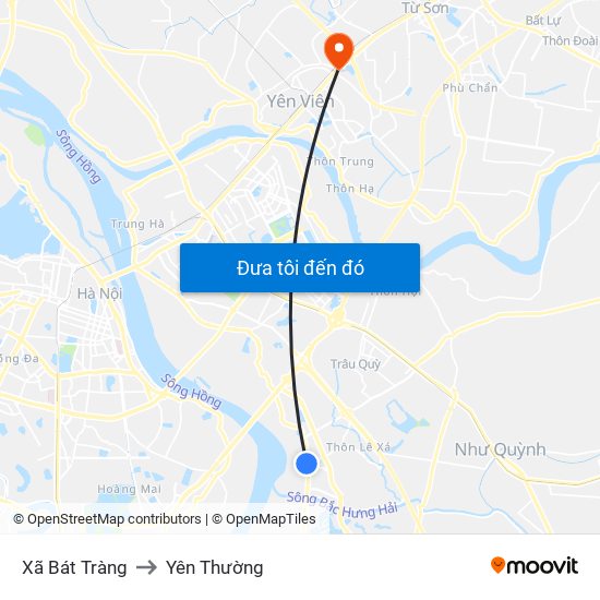 Xã Bát Tràng to Yên Thường map