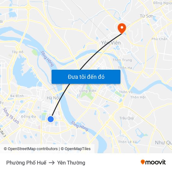 Phường Phố Huế to Yên Thường map