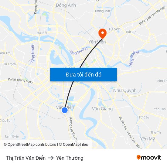 Thị Trấn Văn Điển to Yên Thường map