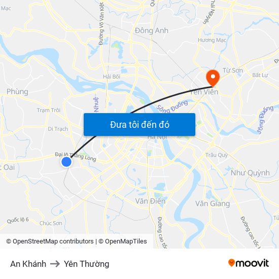 An Khánh to Yên Thường map