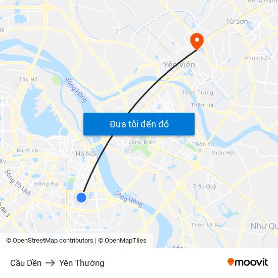 Cầu Dền to Yên Thường map