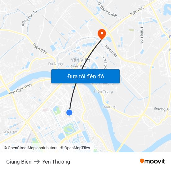 Giang Biên to Yên Thường map