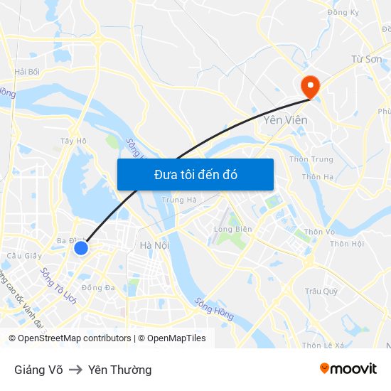 Giảng Võ to Yên Thường map