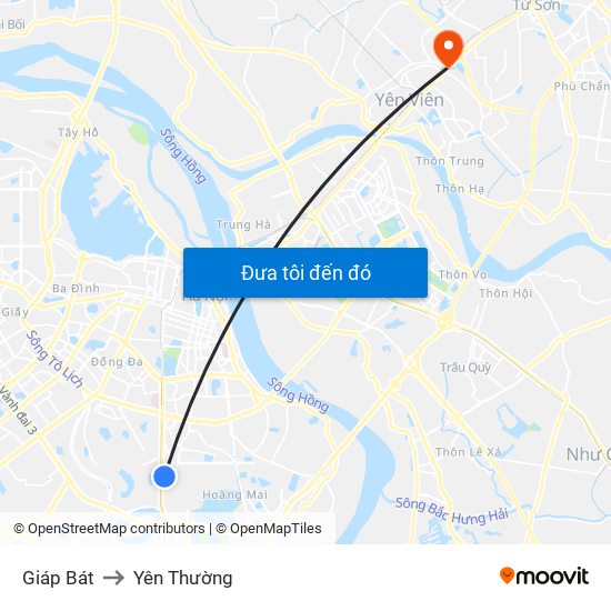 Giáp Bát to Yên Thường map