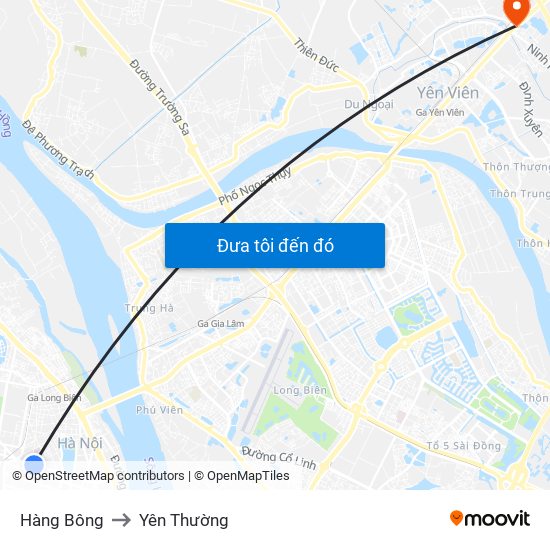 Hàng Bông to Yên Thường map