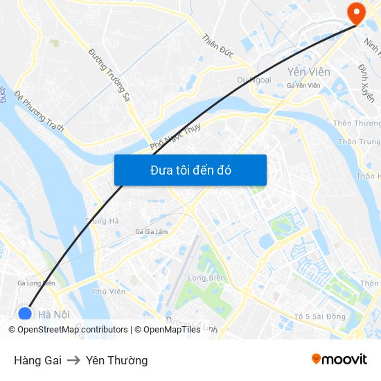 Hàng Gai to Yên Thường map