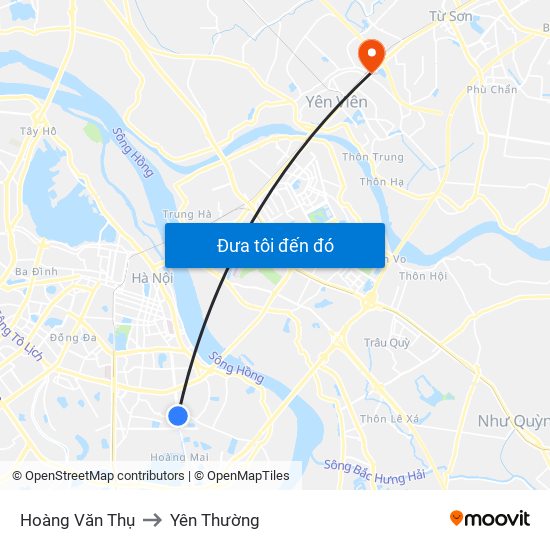 Hoàng Văn Thụ to Yên Thường map