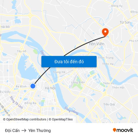 Đội Cấn to Yên Thường map