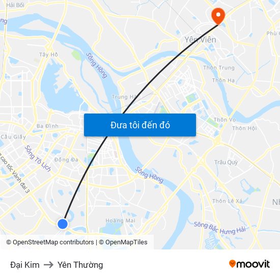 Đại Kim to Yên Thường map