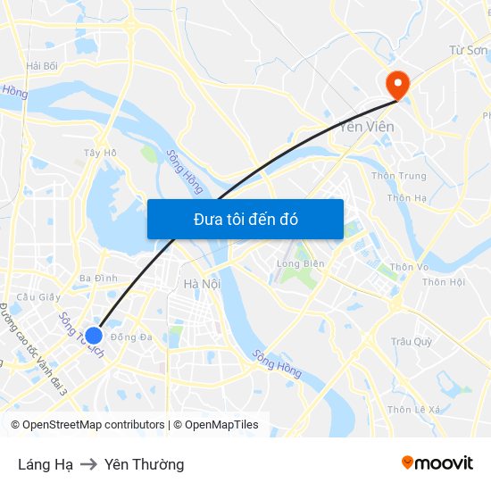 Láng Hạ to Yên Thường map